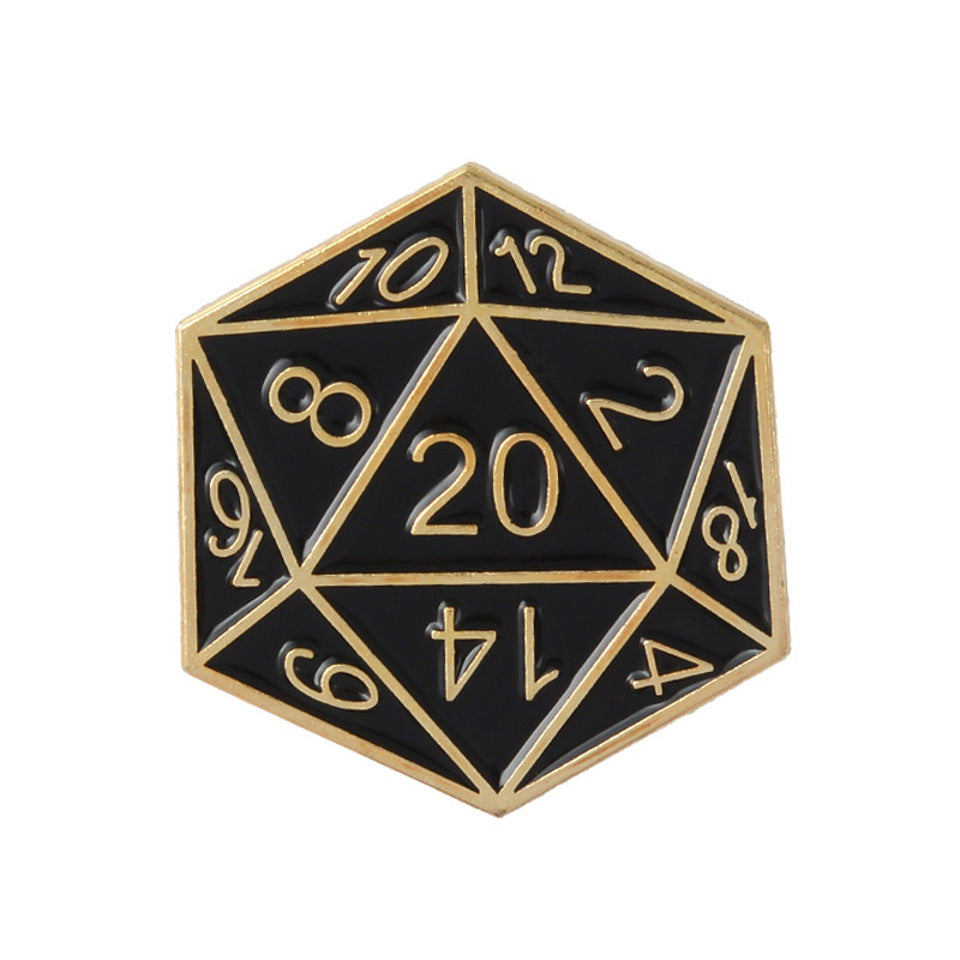 D20 Pin Badge | Black & Gold