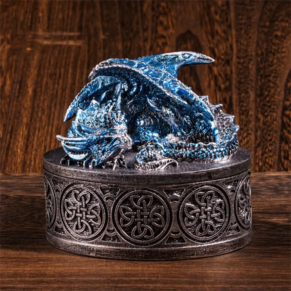 Sleeping Dragon - Resin Dice Box - Blue