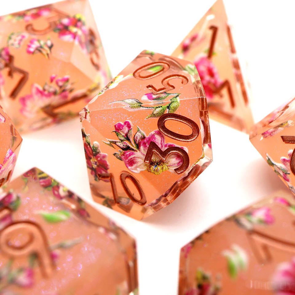 Peach Tea | Art Core Dice| 7 Piece Set - Tabletop Dominion