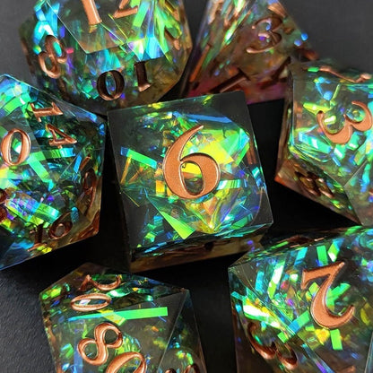 Phoenix Glint | Sharp Edge Dice | 7 Piece Set - Tabletop Dominion