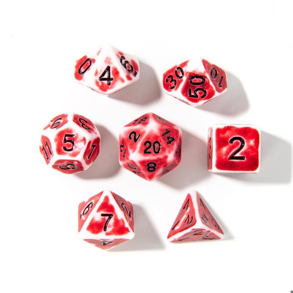 Antique Red | Black Numbers | 7 Piece Acrylic Dice Set