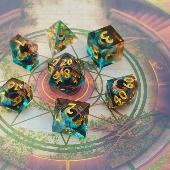 Close up of moving eyes in dice