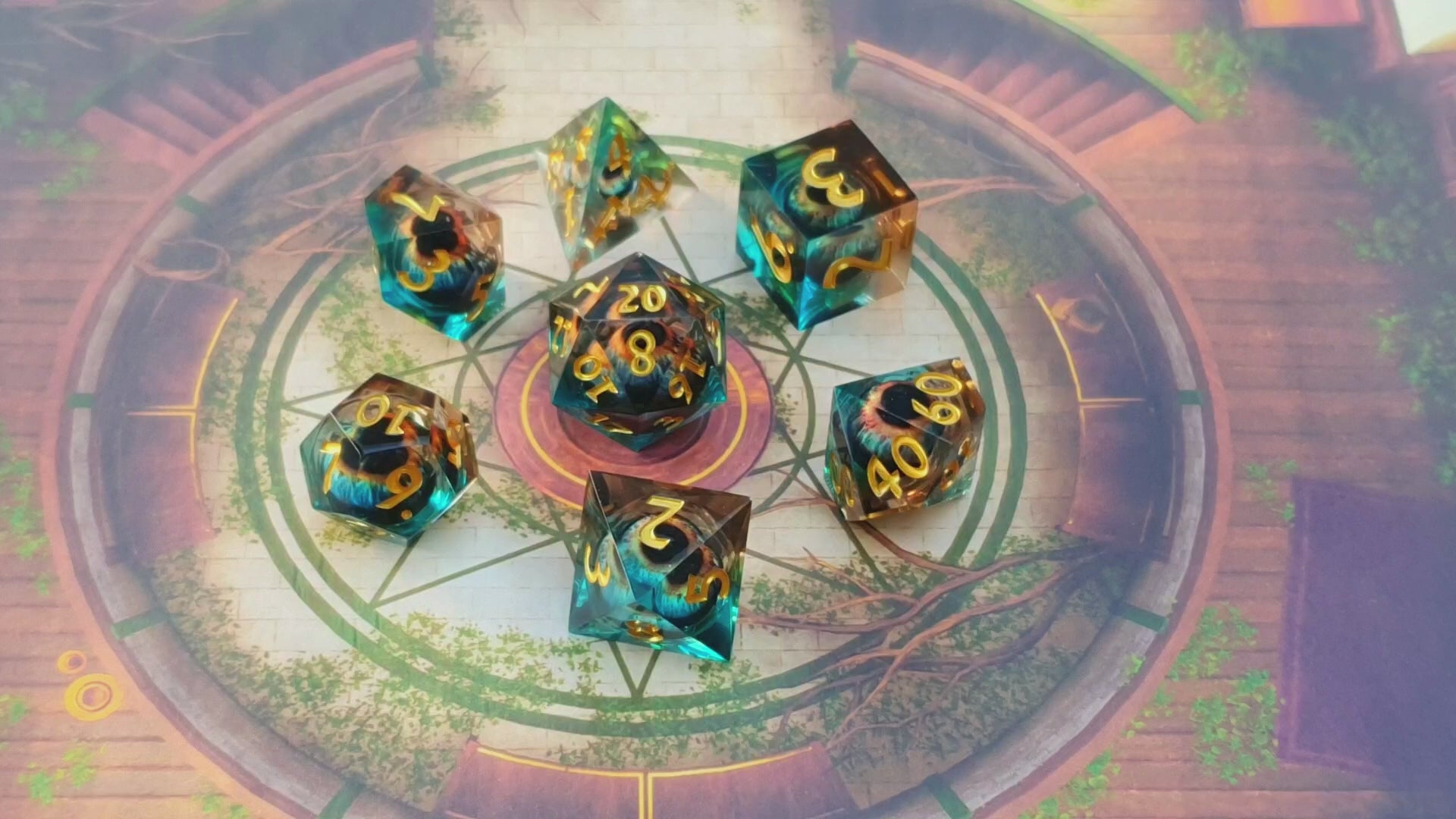 Close up of moving eyes in dice