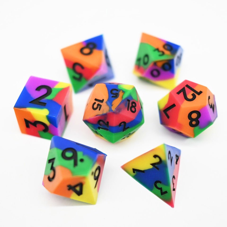 Psychedelic Squish Rocks | Silicone Dice | 7 Piece Set - Tabletop Dominion