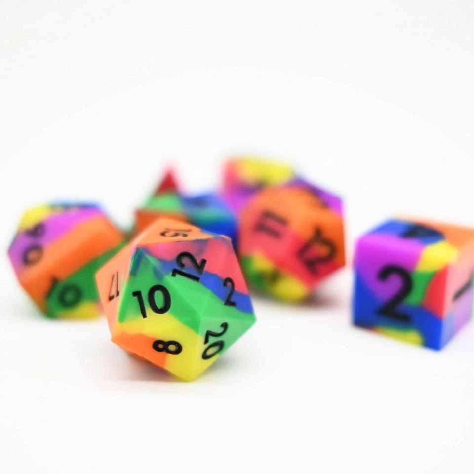 Psychedelic Squish Rocks | Silicone Dice | 7 Piece Set - Tabletop Dominion