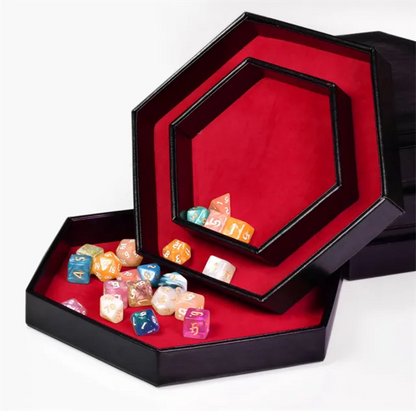 Tray of Fates | Hexagonal Dice Tray | Red Felt