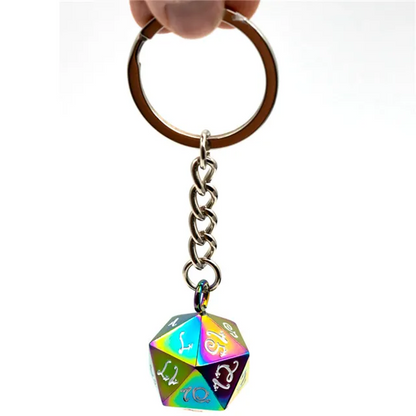 Keyring | Rainbow Metal | Polished D20