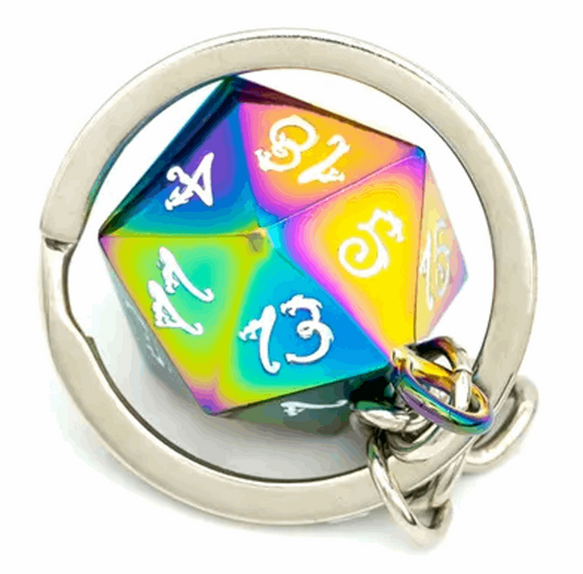 Keyring | Rainbow Metal | Polished D20