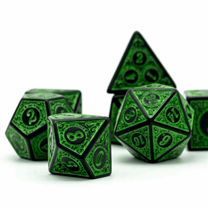 Emerald Runes | Acrylic Dice | 7 Piece Set