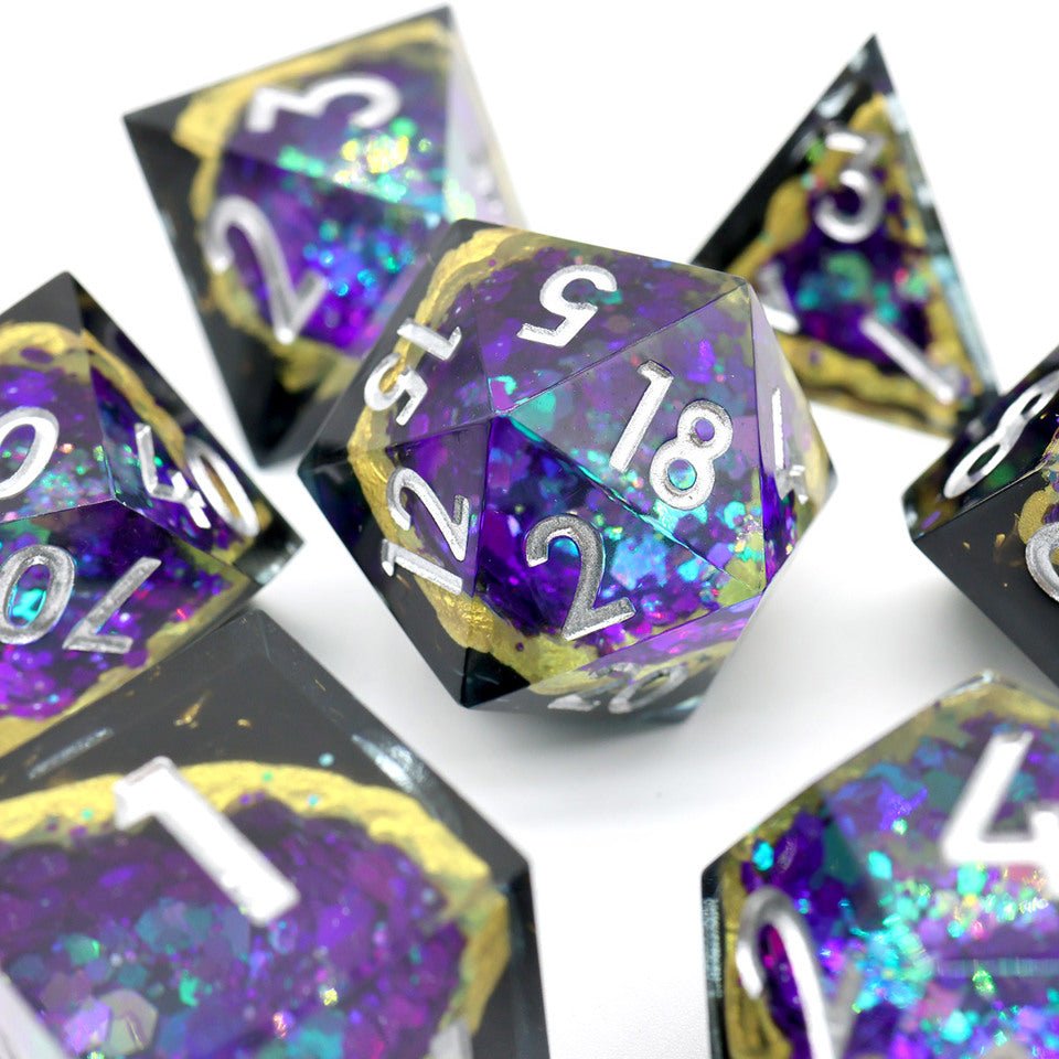 Royal Nebula | Geode Dice | 7 Piece Set - Tabletop Dominion