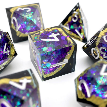 Royal Nebula | Geode Dice | 7 Piece Set - Tabletop Dominion