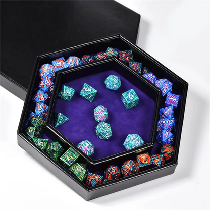 Tray of Fates | Hexagonal Dice Tray | Blue Felt