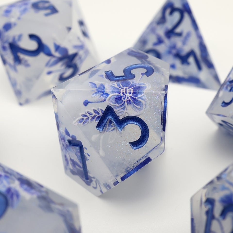 Snowflower | Art Core Dice| 7 Piece Set - Tabletop Dominion