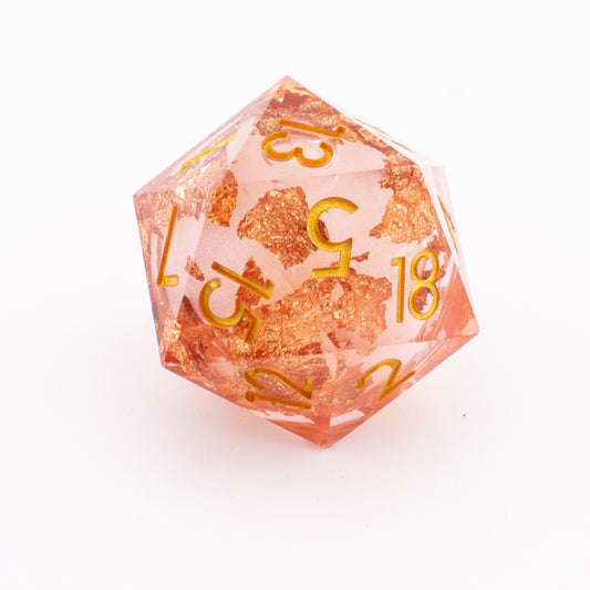 Golden Fae Core | Oversized D20 | Liquid Core Resin | Single Die