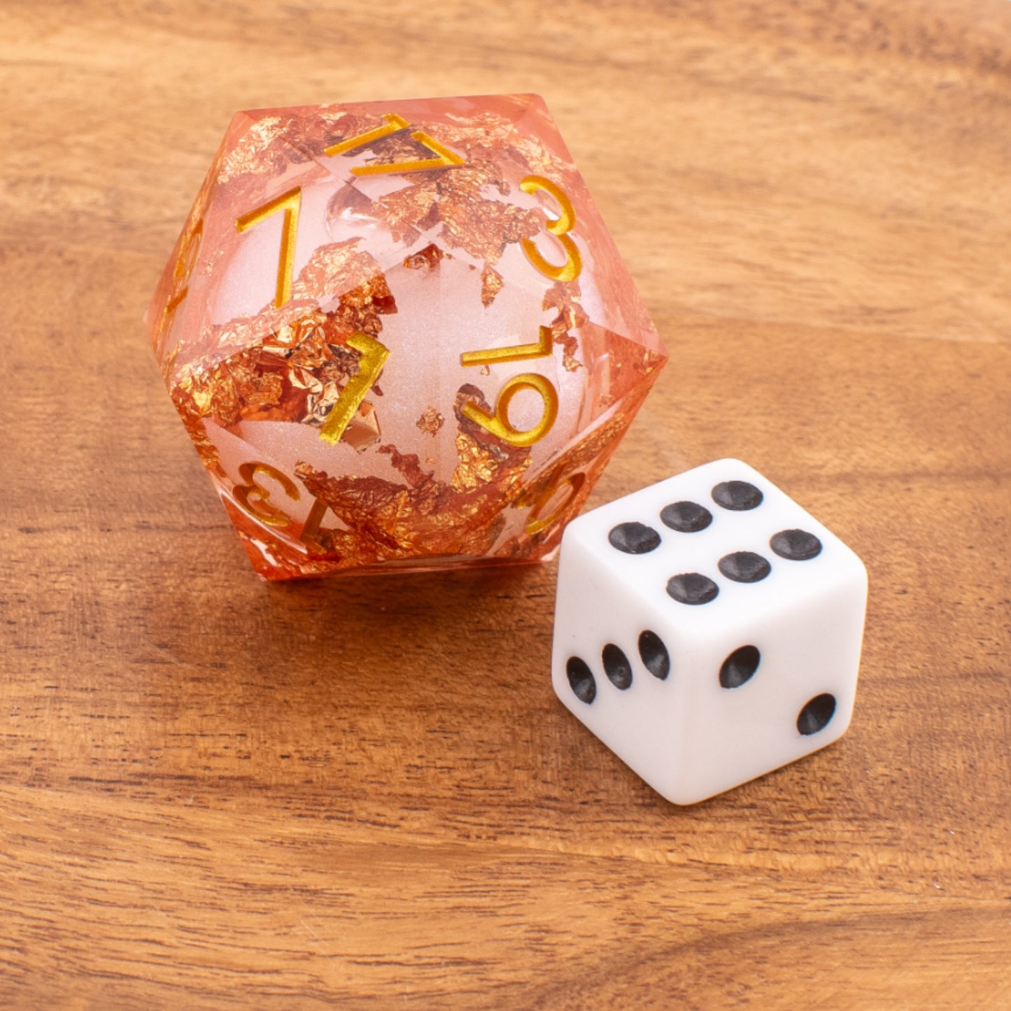 Golden Fae Core | Oversized D20 | Liquid Core Resin | Single Die