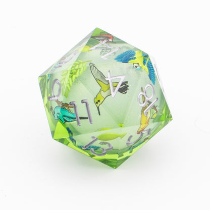 Verdant Wing | 33mm Oversized D20 Liquid Core Dice | Resin | Single D20