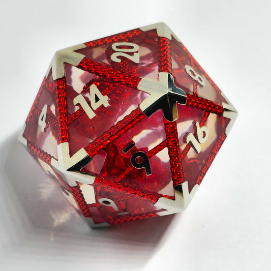 Caged Red Dragon | Large D20 Chonk | Solid Resin Fill | Metal Frame | Dungeons and Dragons Dice
