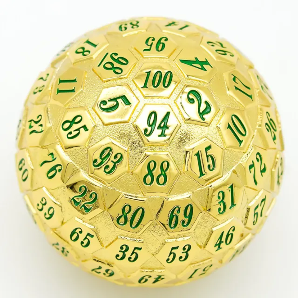 D100 | Solid Metal | Gold with Green Font | 45mm