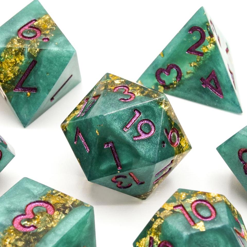 Jaded Turquoise | Sharp Edge Dice | 7 Piece Set