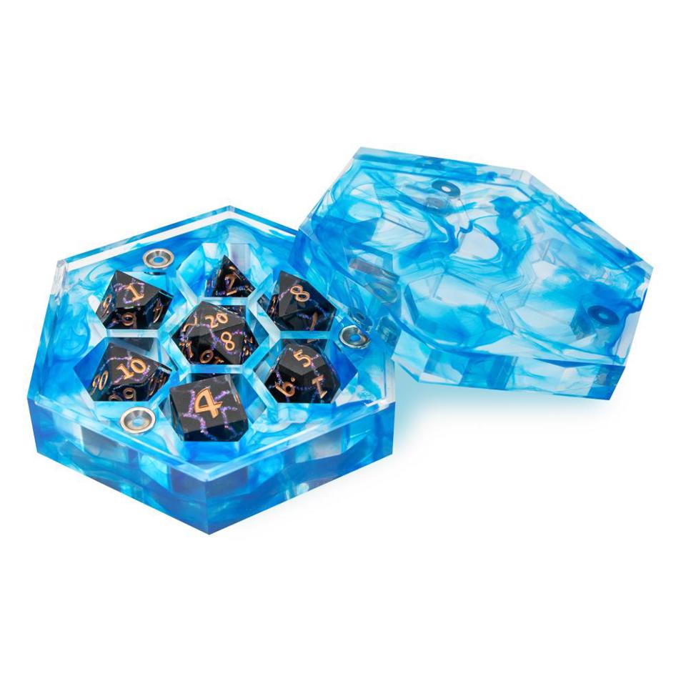 Sea Foam | Hexagonal Resin Dice Box