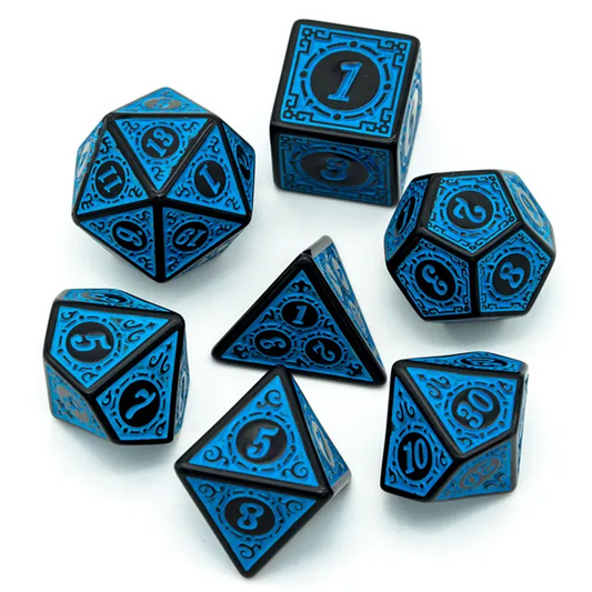 Blue Runes | Acrylic Dice | 7 Piece Set