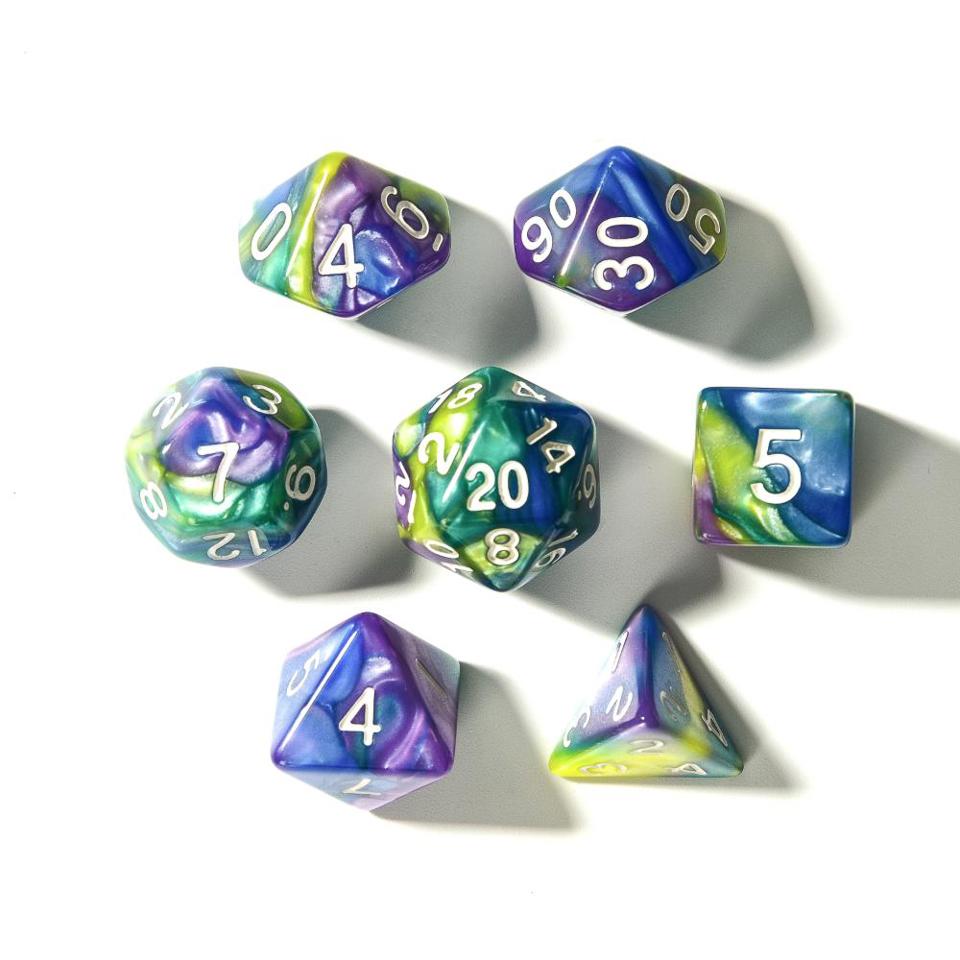 Lemonberry Swirl | Acrylic Dice | 7 Piece Set