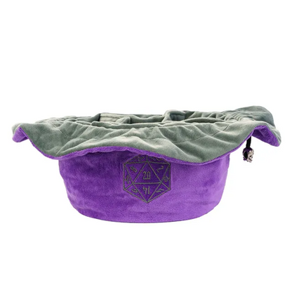 Flannel Drawstring Dice Bag - Purple