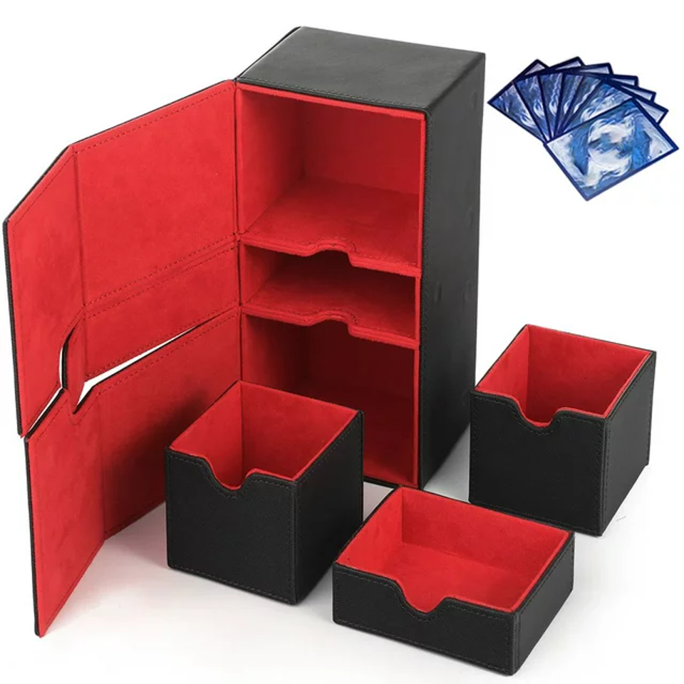 Large Card Deck Holder | Black & Red