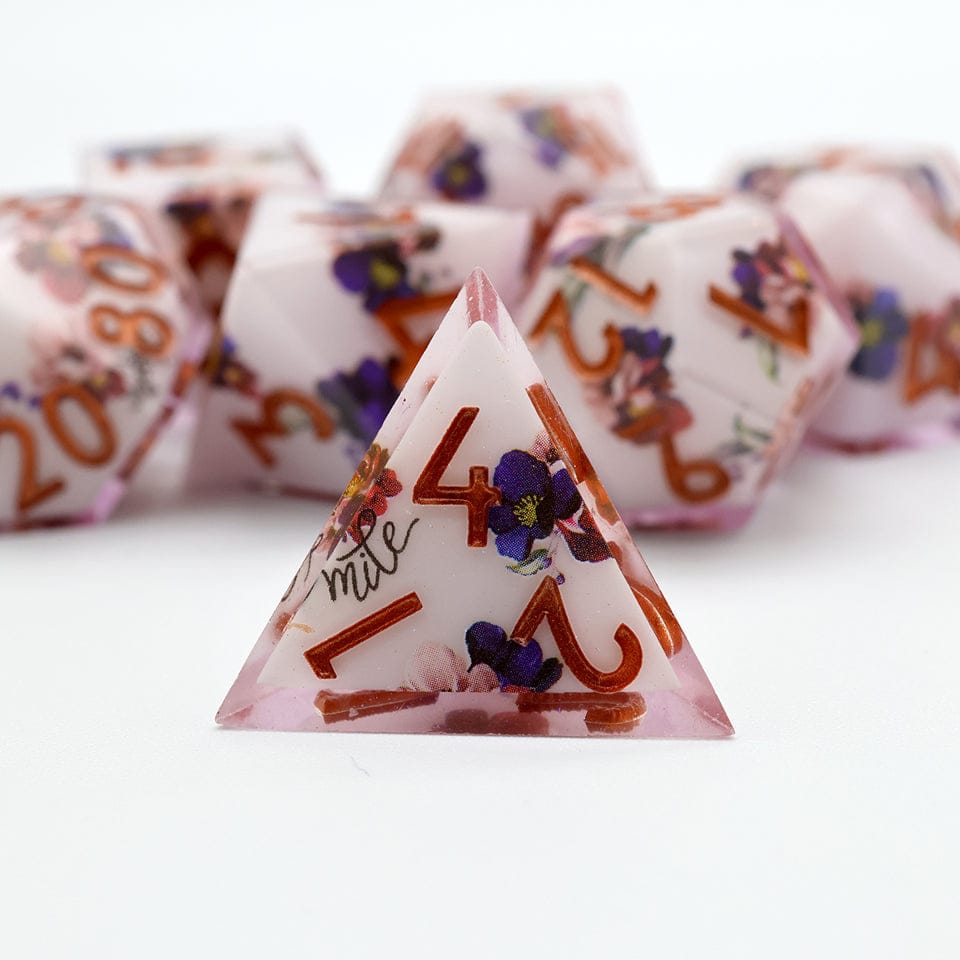 Natures Remedy | EXO DICE | Floral Print on White Core | 7 Piece set