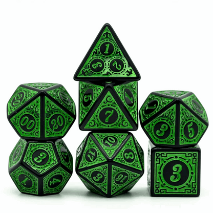 Emerald Runes | Acrylic Dice | 7 Piece Set