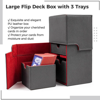 Large Card Deck Holder | Black & Red