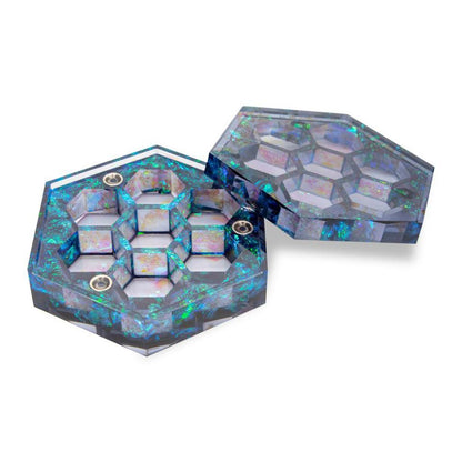 Azure Sparkle | Hexagonal Resin Dice Box