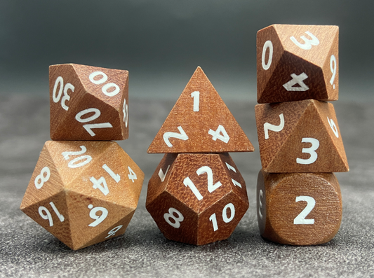 Red Sandalwood | Wooden Dice | 7 Piece Set