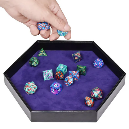 Tray of Fates | Hexagonal Dice Tray | Blue Felt