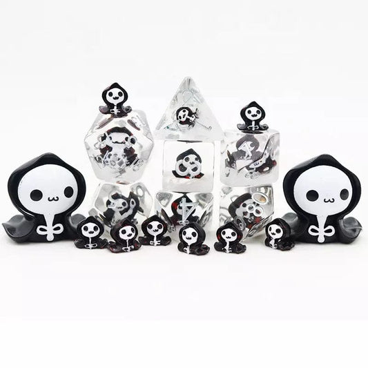Ghoulish Games - A Blood Ghost Encased Soft Edge Resin D&D Dice Set With Silver Numbering - For Dungeons and Dragons - Gift Set