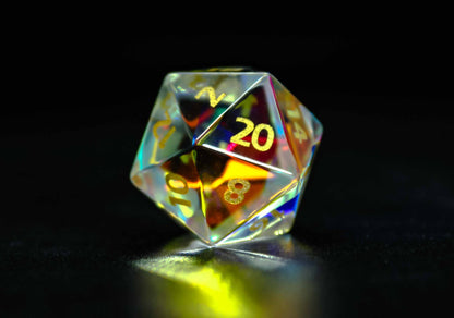 Dichroic Prismatic Rainbow Glass Dice Set | Gemstone Dice Set | Dungeons and Dragons | DND Dice, Dice Set, Polyhedral Dice Set, RPG Dice Set